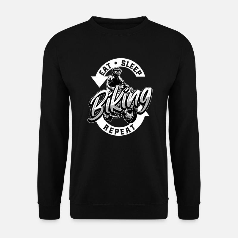 Eat Sleep Motorrad Repeat Motorradfahrer - Unisex Pullover - Schwarz