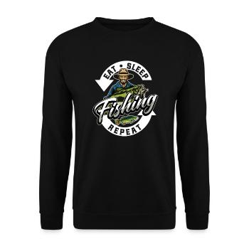 Manger Dormir Pêche Répéter Pêcheur - Sweat-shirt Unisexe - noir - Devant - Alina (178cm) & Michal (187cm)
