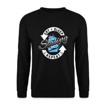 Segler Segelboot Eat Sleep Segeln Repeat - Unisex Pullover - Schwarz - Vorne - Alina (178cm) & Michal (187cm)