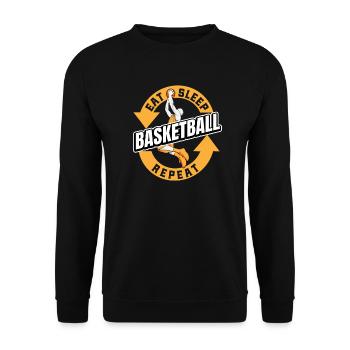 Basketballspieler Eat Sleep Basketball Repeat - Unisex Pullover - Schwarz - Vorne - Alina (178cm) & Michal (187cm)