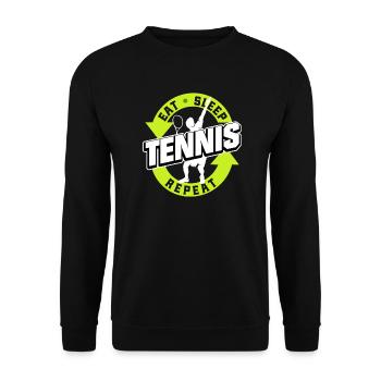 Manger dormir Tennis Répéter Joueur de tennis - Sweat-shirt Unisexe - noir - Devant - Alina (178cm) & Michal (187cm)