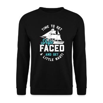 Segler Segelschiff Segelboot - Unisex Pullover - Schwarz - Vorne - Alina (178cm) & Michal (187cm)