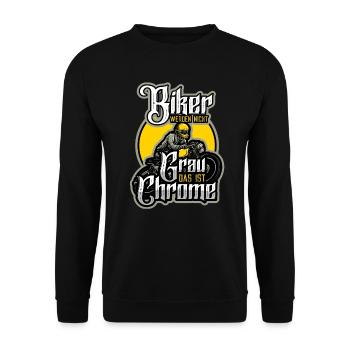Bikers don't turn grey, that's chrome - Unisex Sweatshirt - black - Front - Alina (178cm) & Michal (187cm)