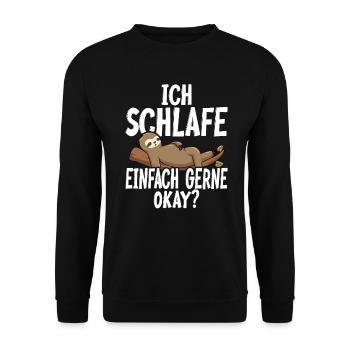 Morgenmuffel Faultier - Unisex Pullover - Schwarz - Vorne - Alina (178cm) & Michal (187cm)