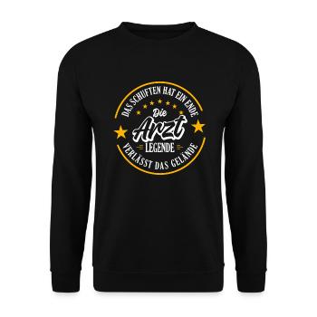 ARZT Rente 2023 eine echte Legende verlässt das - Unisex Pullover - Schwarz - Vorne - Alina (178cm) & Michal (187cm)