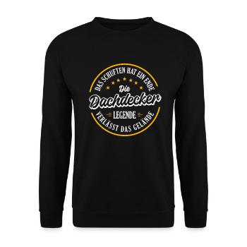DACHDECKER Rente 2023 eine echte Legende verlässt - Unisex Pullover - Schwarz - Vorne - Alina (178cm) & Michal (187cm)
