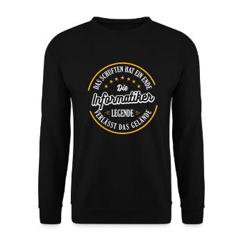 INFORMATIKER Rente 2023 eine echte Legende - Unisex Pullover - Schwarz - Vorne - Alina (178cm) & Michal (187cm)