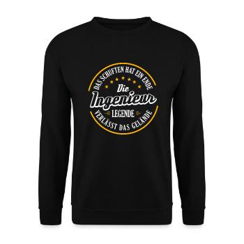 INGENIEUR Rente 2023 eine echte Legende verlässt - Unisex Pullover - Schwarz - Vorne - Alina (178cm) & Michal (187cm)