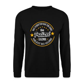 POLICEMAN Pension 2023 laisse une véritable légende - Sweat-shirt Unisexe - noir - Devant - Alina (178cm) & Michal (187cm)