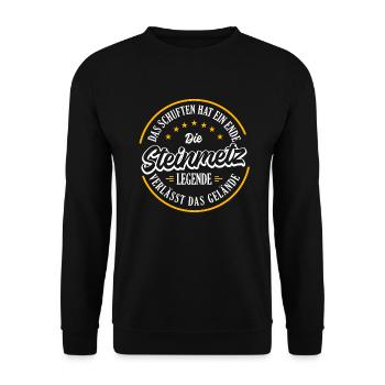STEINMETZ Rente 2023 eine echte Legende verlässt - Unisex Pullover - Schwarz - Vorne - Alina (178cm) & Michal (187cm)