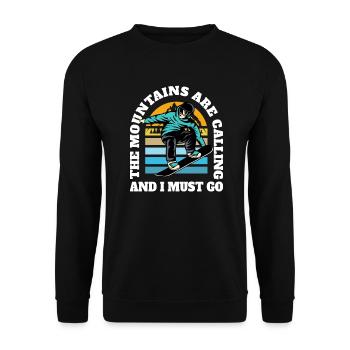 The mountains call Freestyle Snownboarding - Unisex Sweatshirt - black - Front - Alina (178cm) & Michal (187cm)