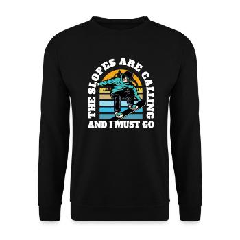 The mountains call Freestyle Snownboarding - Unisex Sweatshirt - black - Front - Alina (178cm) & Michal (187cm)