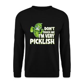 Lustiges Gurkenliebhaber Wortspiel very picklish - Unisex Pullover - Schwarz - Vorne - Alina (178cm) & Michal (187cm)