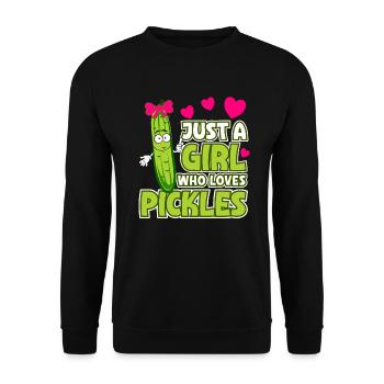 Lustiges Gurkenliebhaber Wortspiel Just a girl yho - Unisex Pullover - Schwarz - Vorne - Alina (178cm) & Michal (187cm)