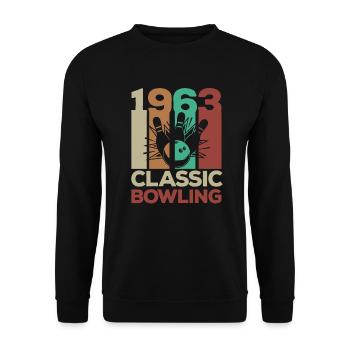 1963 60e anniversaire Vintage Retro Bowling - Sweat-shirt Unisexe - noir - Devant - Alina (178cm) & Michal (187cm)