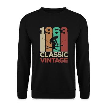 1963 Classic vintage skier 60th birthday - Unisex Sweatshirt - black - Front - Alina (178cm) & Michal (187cm)