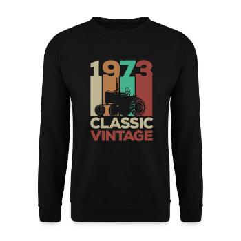 1973 50e anniversaire Vintage Retro Farmer Tractor - Sweat-shirt Unisexe - noir - Devant - Alina (178cm) & Michal (187cm)