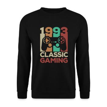 1993 30e anniversaire Retro Vintage Gamer - Sweat-shirt Unisexe - noir - Devant - Alina (178cm) & Michal (187cm)