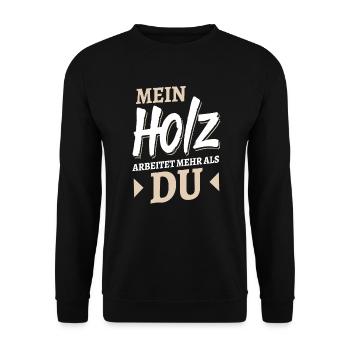 Upcycling Schreiner Holzbearbeitung - Unisex Pullover - Schwarz - Vorne - Alina (178cm) & Michal (187cm)