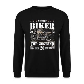 20 Geburtstag Mann Motorrad - Unisex Pullover - Schwarz - Vorne - Alina (178cm) & Michal (187cm)