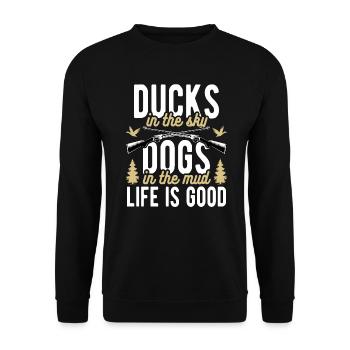 Chasseurs de canards Chiens de chasse aux canards excursion de chasse - Sweat-shirt Unisexe - noir - Devant - Alina (178cm) & Michal (187cm)