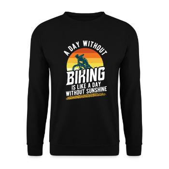 Fahrrad Radfahrer Radfahrer Mountainbiker Spruch - Unisex Pullover - Schwarz - Vorne - Alina (178cm) & Michal (187cm)