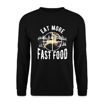Chasse au cerf Les chasseurs de cerfs mangent plus de fast-food - Sweat-shirt Unisexe - noir - Devant - Alina (178cm) & Michal (187cm)