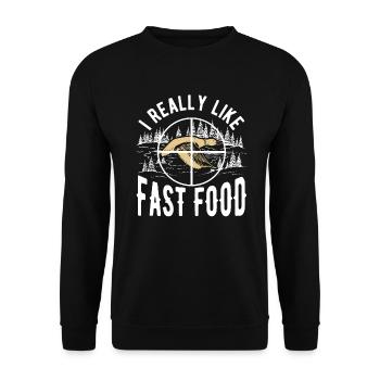 hunting hunters ducks eat more fast food - Unisex Sweatshirt - black - Front - Alina (178cm) & Michal (187cm)