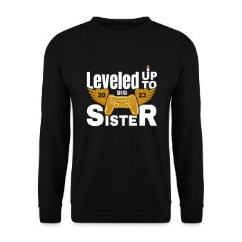 Leveled Up to Big Sister 2023 - Unisex Sweatshirt - black - Front - Alina (178cm) & Michal (187cm)