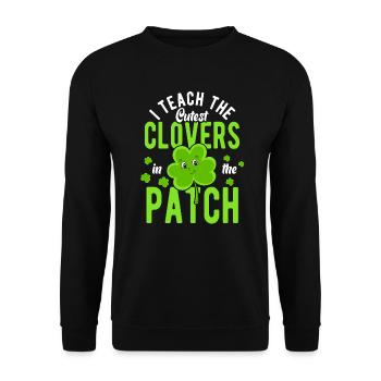 School teacher St. Patrick's Day sweetest clover in the - Unisex Sweatshirt - black - Front - Alina (178cm) & Michal (187cm)
