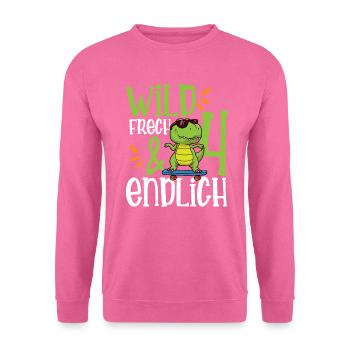 Wild Frech & endlich 4 vierter Geburtstag - Unisex Pullover - Pink - Vorne