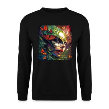 Fantasy Naturwesen Fee - Unisex Pullover - Schwarz - Vorne - Alina (178cm) & Michal (187cm)