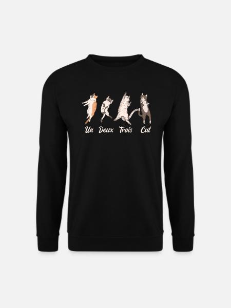 Un deux trois cat - Humor Katze - lustig - Unisex Pullover - Schwarz