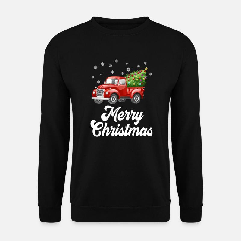 Vintage LKW mit Weihnachtsbaum Rot Retro - Unisex Pullover - Schwarz
