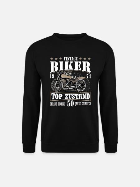 50 Geburtstag 1974 Motorradfahrer Motorrad - Unisex Pullover - Schwarz
