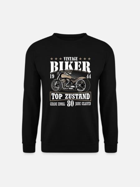 80 Geburtstag 1944 Motorradfahrer Motorrad - Unisex Pullover - Schwarz