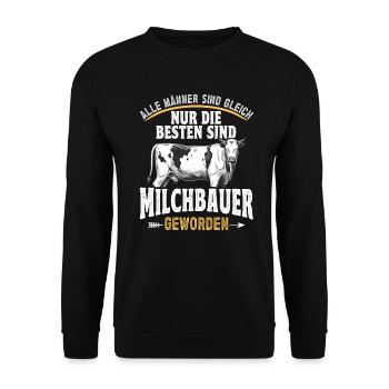 Landwirt Nur die besten sind Milchbauer Kuhbauer - Unisex Pullover - Schwarz - Vorne - Alina (178cm) & Michal (187cm)