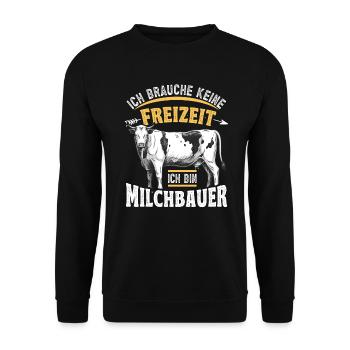 Landwirt Milchbauer Kuhbauer Spruch - Unisex Pullover - Schwarz - Vorne - Alina (178cm) & Michal (187cm)