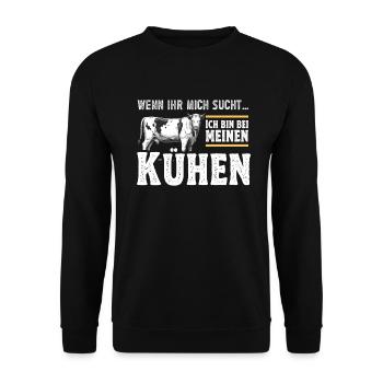 Landwirt Milchbauer Kuhbauer Spruch - Unisex Pullover - Schwarz - Vorne - Alina (178cm) & Michal (187cm)