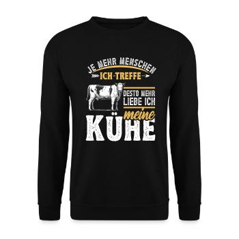 Landwirt Milchbauer Kuhbauer Kuhliebhaber - Unisex Pullover - Schwarz - Vorne - Alina (178cm) & Michal (187cm)