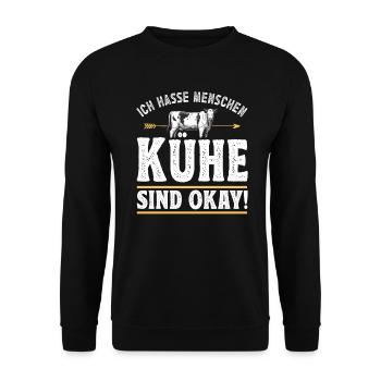 Landwirt Milchbauer Kuhbauer Kühe sind okay - Unisex Pullover - Schwarz - Vorne - Alina (178cm) & Michal (187cm)