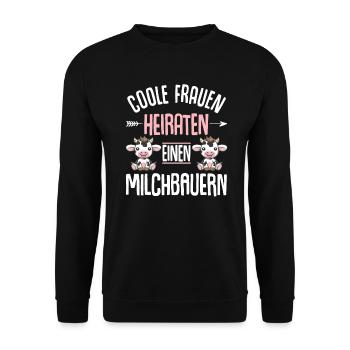 Landwirt Milchbauer Kuhbauer Colle Bäuerin - Unisex Pullover - Schwarz - Vorne - Alina (178cm) & Michal (187cm)