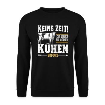 Landwirt Milchbauer Kuhbauer lustiger Spruch - Unisex Pullover - Schwarz - Vorne - Alina (178cm) & Michal (187cm)