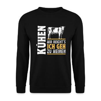 Landwirt Milchbauer Kuhbauer Kühe Spruch - Unisex Pullover - Schwarz - Vorne - Alina (178cm) & Michal (187cm)