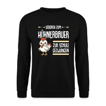 Huhn Hühner Kind von Hühnerbauer - Unisex Pullover - Schwarz - Vorne - Alina (178cm) & Michal (187cm)