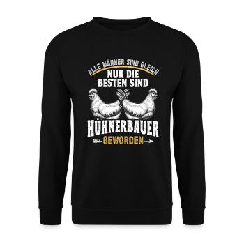 Huhn Hühner bester Hühnerbauer - Unisex Pullover - Schwarz - Vorne - Alina (178cm) & Michal (187cm)