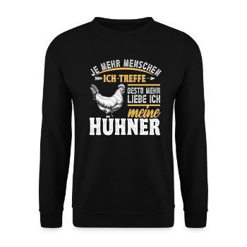Hühnerbauer Huhn Hühner Gott - Unisex Pullover - Schwarz - Vorne - Alina (178cm) & Michal (187cm)