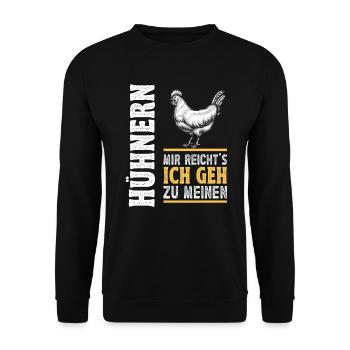 Hühnerbauer Huhn Ich Geh Zu Meinen Hühnern - Unisex Pullover - Schwarz - Vorne - Alina (178cm) & Michal (187cm)