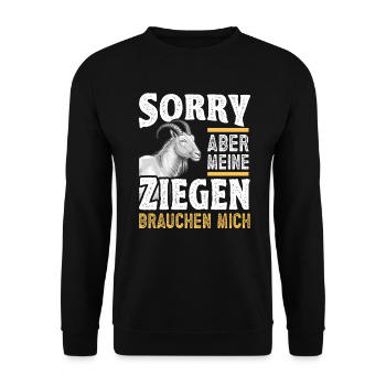Lustige Ziege mit Spruch Ziegenliebhaber Ziegen - Unisex Pullover - Schwarz - Vorne - Alina (178cm) & Michal (187cm)