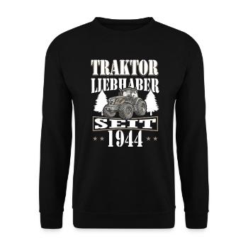 80 Geburtstag 1944 Landwirt Traktor Fan - Unisex Pullover - Schwarz - Vorne - Alina (178cm) & Michal (187cm)